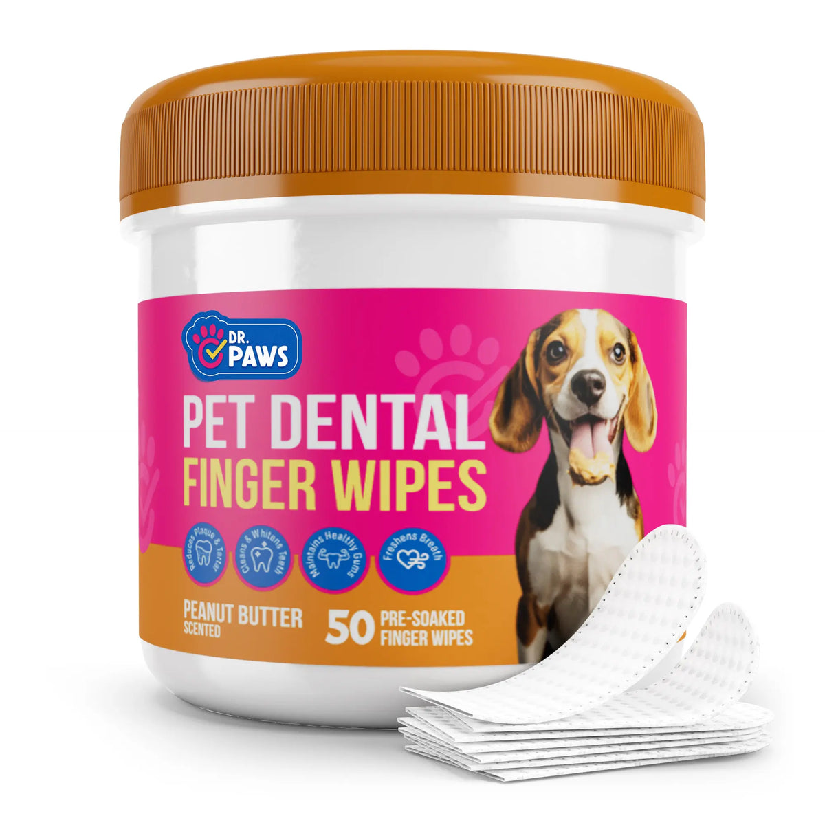 Dr. Paws Pet Care Finger Wipes – All-in-One Dental, Ear & Eye Cleaning for Dogs & Cats | Eliminate Plaque, Bad Breath, Tear Stains & Ear Wax | Hypoallergenic No-Rinse Grooming Solution