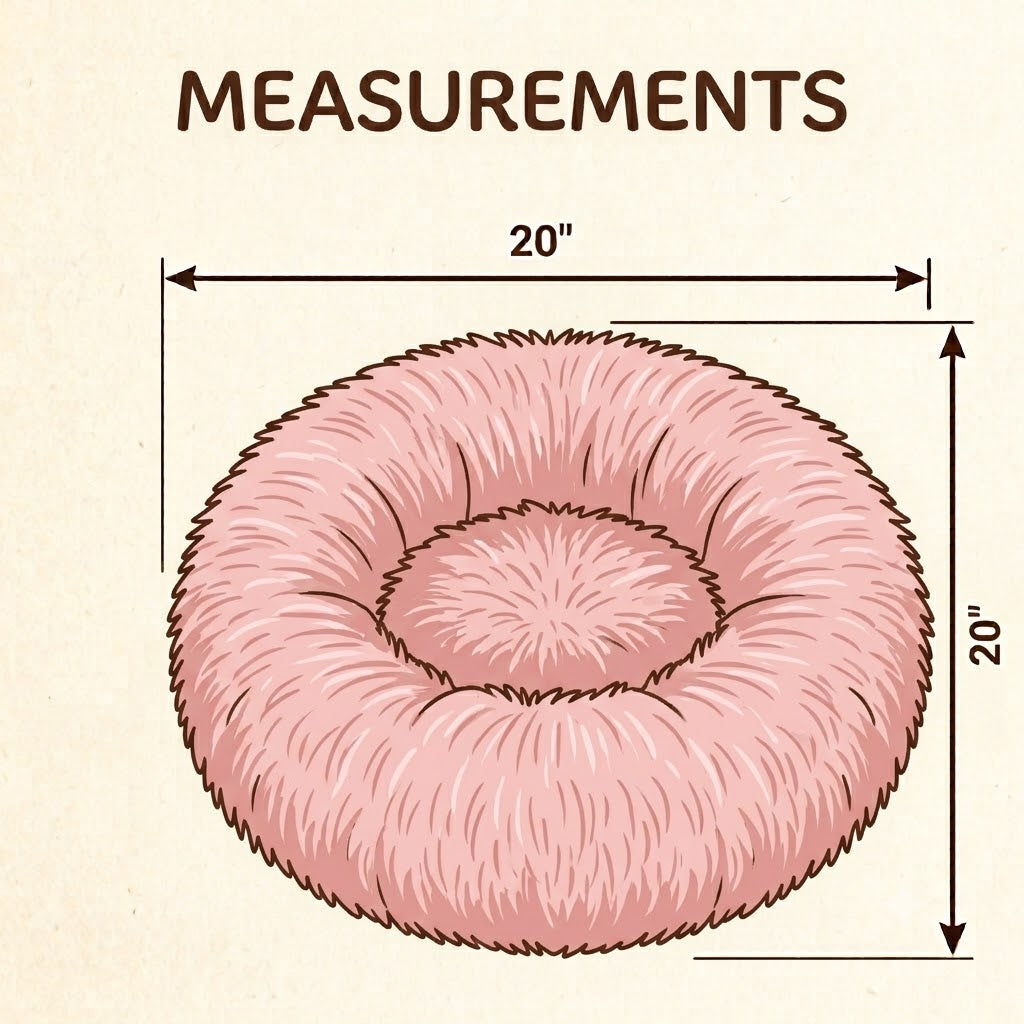 Washable Calming Donut Bed for Small Dogs & Kittens – Anti-Anxiety Faux Fur Cuddler