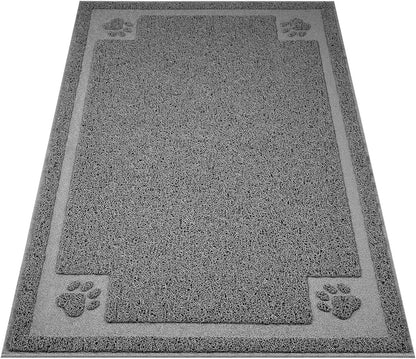 Large Cat Litter Mat Trapper 35"×23", Waterproof, Non-Slip, Gray | Large Litter Box Mat, Foldable Trapping Mat, Anti-Slip Design, for Cat Litter Boxes and Sensitive Paws, Easy to Clean