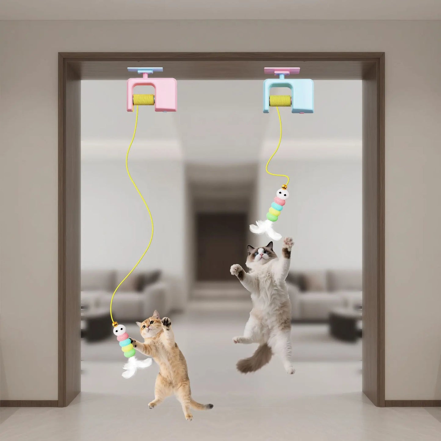 Interactive Automatic Bungee Cat Toy - USB Rechargeable Hanging Door Teaser for Endless Fun and Exercise!