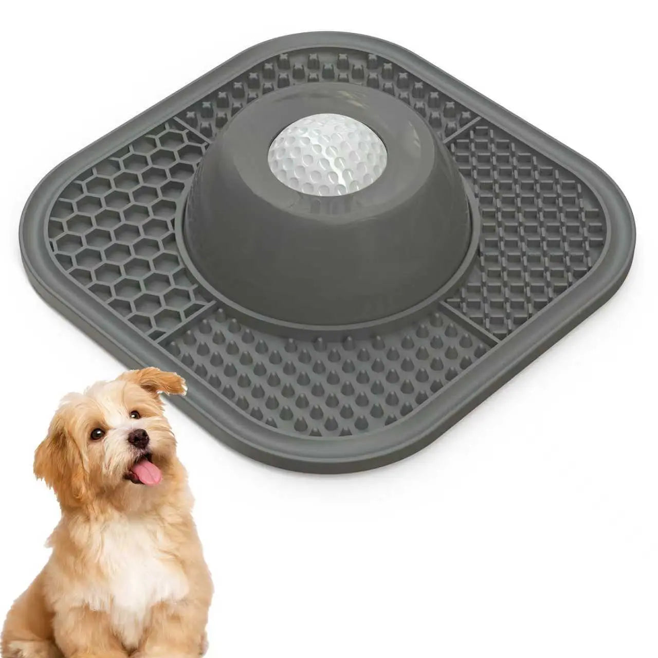 Pawlove Slow Feeder Dog Bowl with Entertained Ball-In - Anti-Slip Lick Bowl for Bone Broth & Yogurt, Perfect for All Breeds - Ideal for Dietary Supplements & Post-Op Nutrition