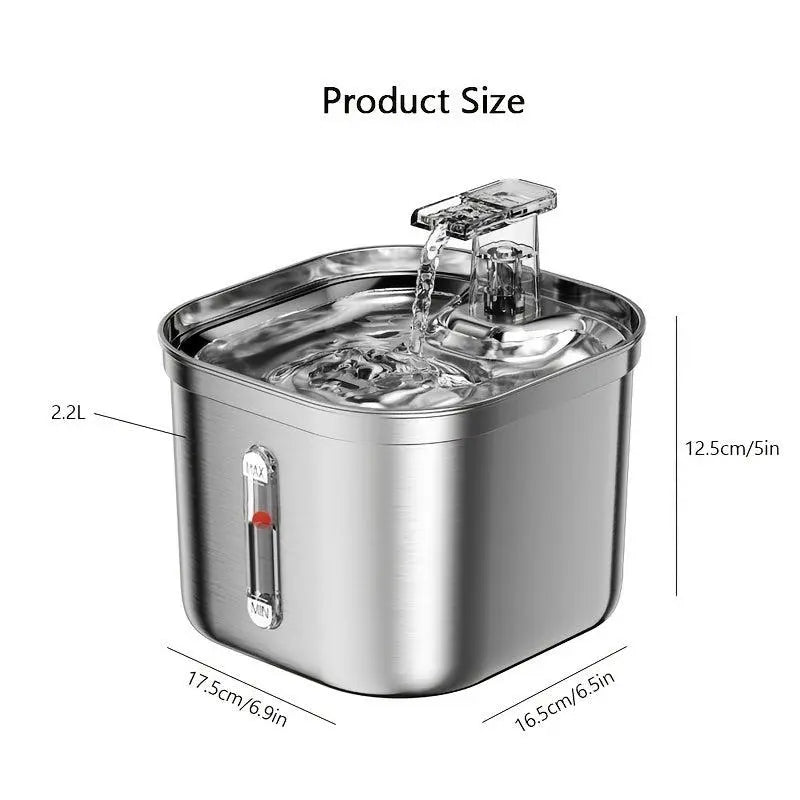 Large 74Oz Stainless Steel Automatic Pet Water Fountain - Ideal Dog & Cat Water Dispenser