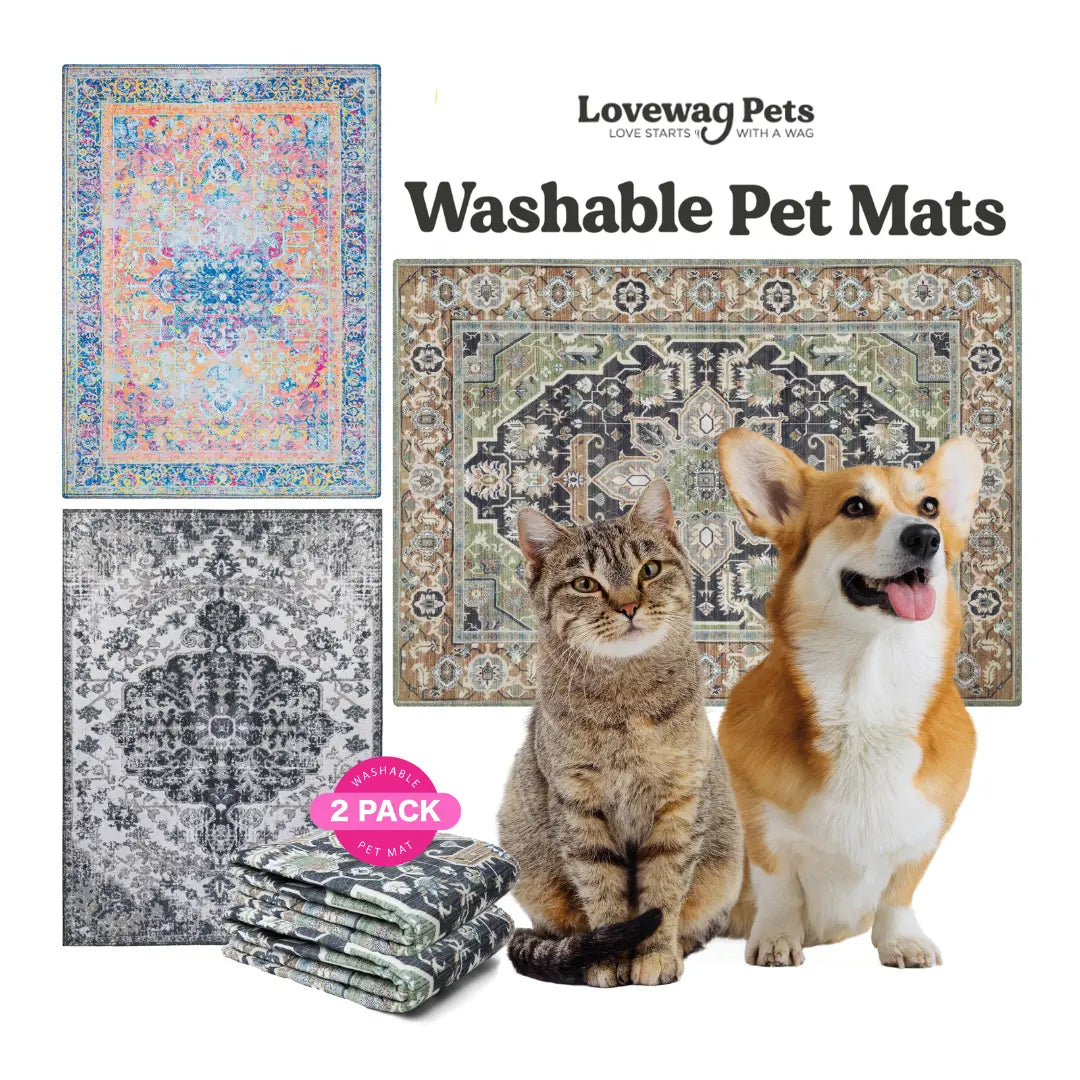 Lovewag Pets Eco-Friendly Washable Dog Pads - Leak-Proof, Multi-Design Options, Sizes 16"x24", 36"x48", 28"x41", and 54"x72" - Pack of 2
