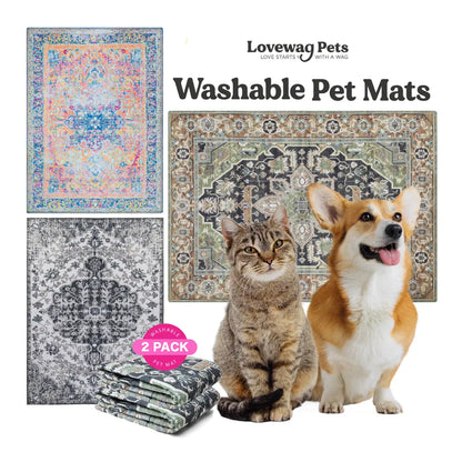 Lovewag Pets Eco-Friendly Washable Dog Pads - Leak-Proof, Multi-Design Options, Sizes 16"x24", 36"x48", 28"x41", and 54"x72" - Pack of 2