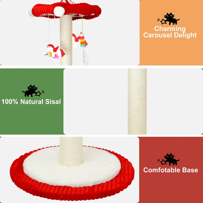 Interactive Carousel Sisal Cat Scratching Post & Circus Umbrella Toy - Perfect Cat Tree for Indoor Kittens and Adult Cats