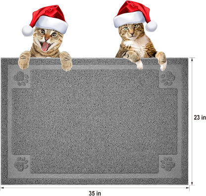 Large Cat Litter Mat Trapper 35"×23", Waterproof, Non-Slip, Gray | Large Litter Box Mat, Foldable Trapping Mat, Anti-Slip Design, for Cat Litter Boxes and Sensitive Paws, Easy to Clean