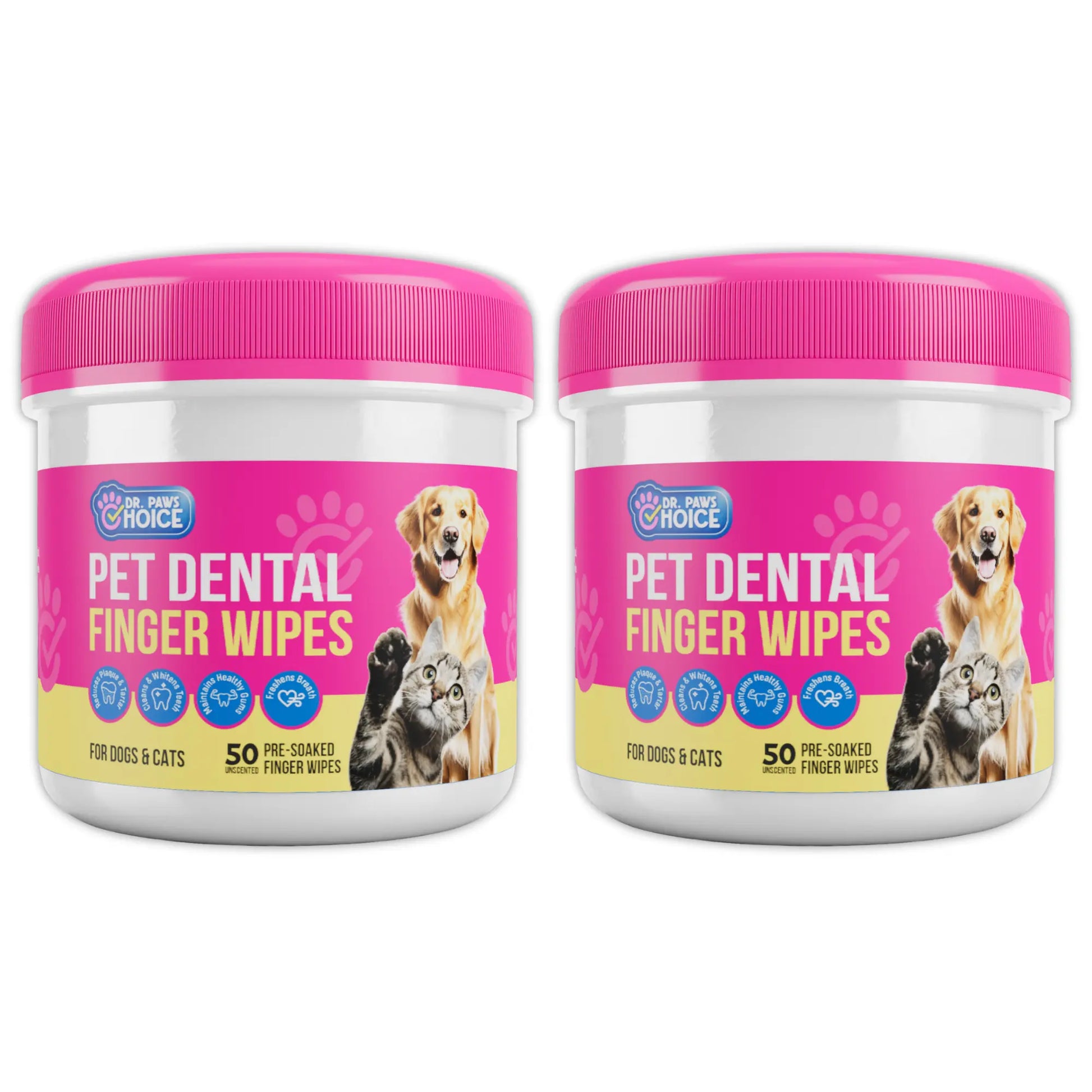 Dr. Paws Pet Care Finger Wipes – All-in-One Dental, Ear & Eye Cleaning for Dogs & Cats | Eliminate Plaque, Bad Breath, Tear Stains & Ear Wax | Hypoallergenic No-Rinse Grooming Solution
