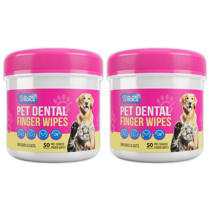 Dr. Paws Pet Care Finger Wipes – All-in-One Dental, Ear & Eye Cleaning for Dogs & Cats | Eliminate Plaque, Bad Breath, Tear Stains & Ear Wax | Hypoallergenic No-Rinse Grooming Solution