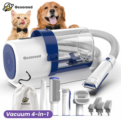 Geoorood All-In-One Dog Grooming Kit with Powerful Vacuum Brush - Lightweight, Portable, and Easy to Clean!