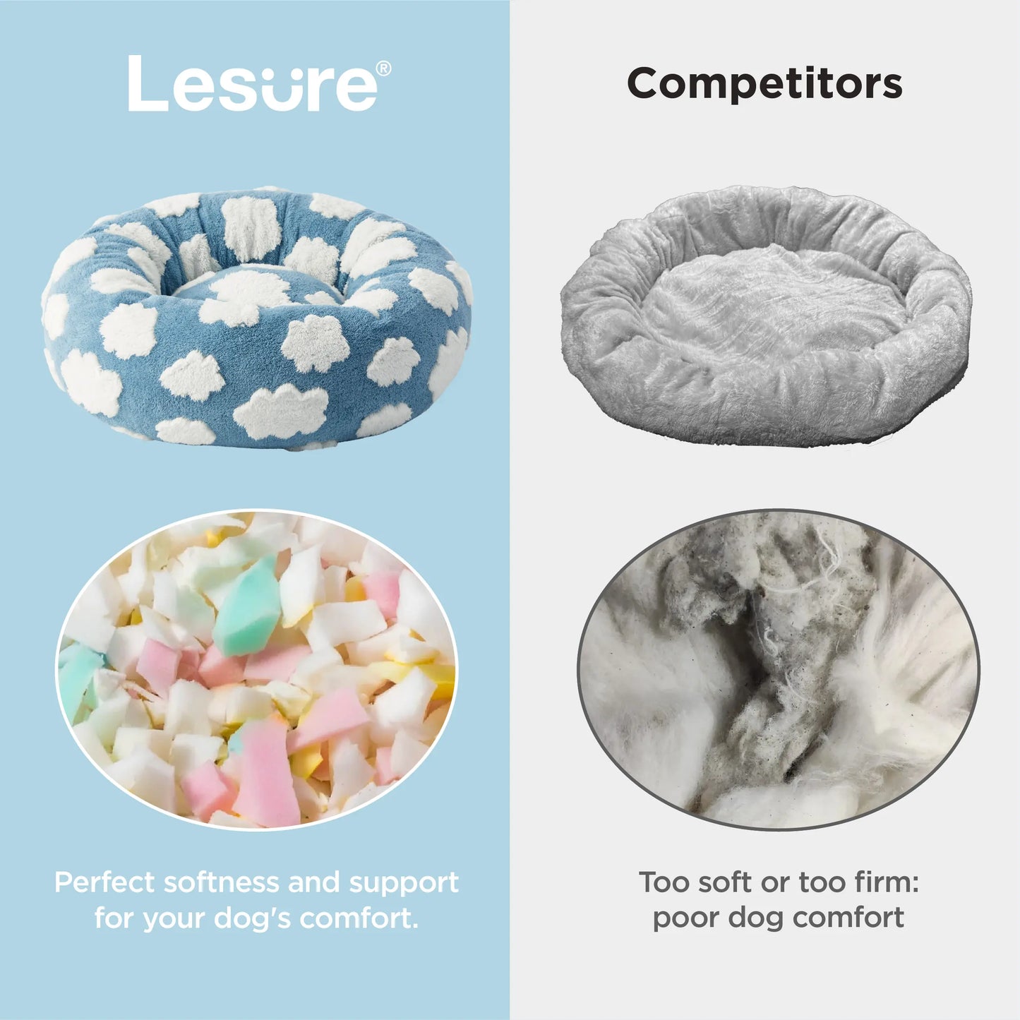 Lesure Soft Donut Bed - Cozy Fluffy Calming Bed for Small/Medium/Large Dogs & Cats, Soft Plush round Pet Bed for Comfort, Washable, Anti-Slip Bottom, Camas Para Perros, Pet Supplies Bedding