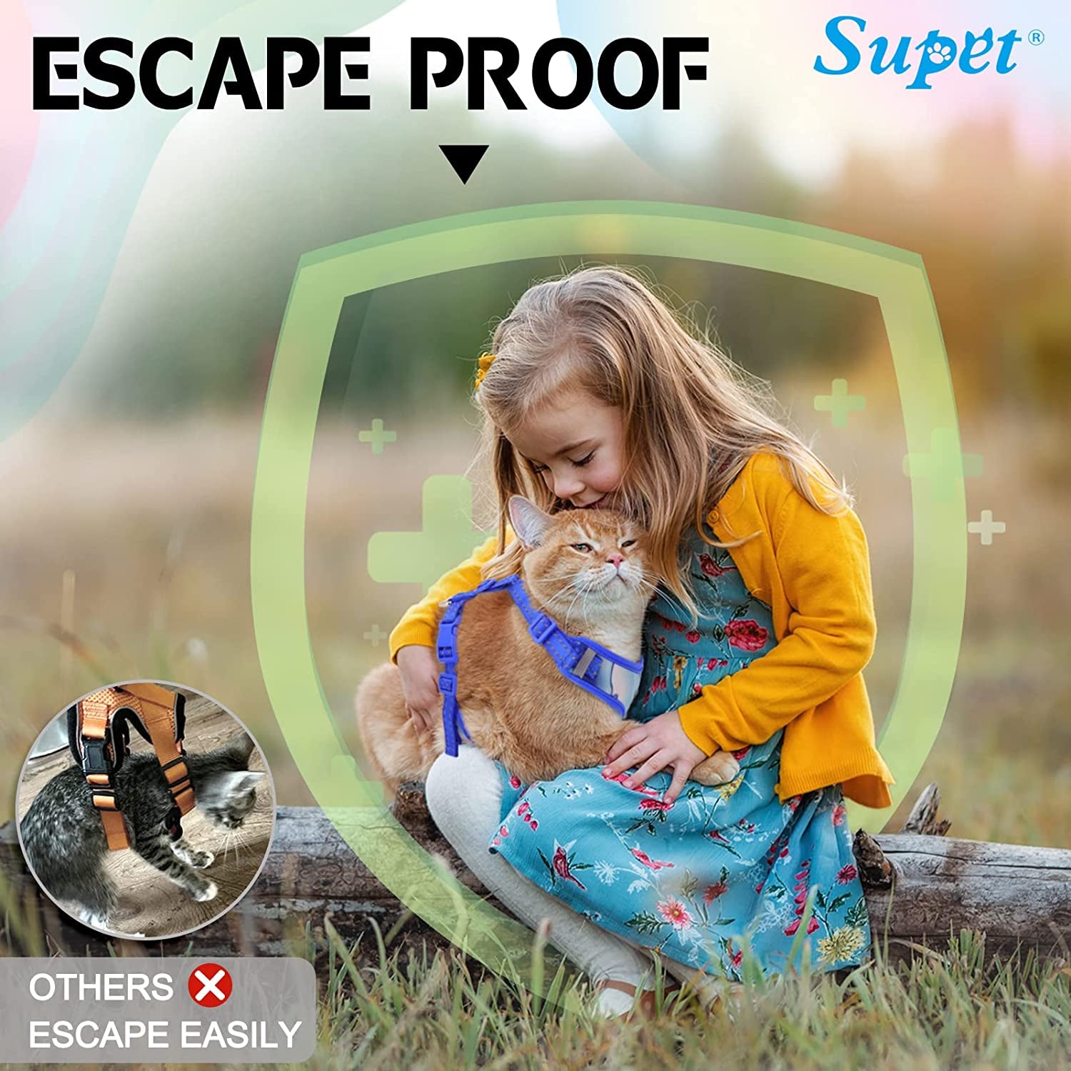 Cat Harness and Leash Escape Proof for Walking, Adjustable Cat Vest Harness and Leash Set for Large and Small Cats & Kittens