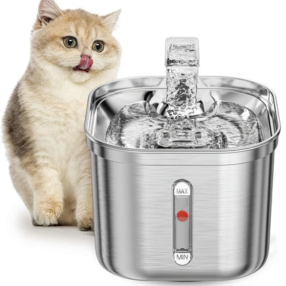 Large 74Oz Stainless Steel Automatic Pet Water Fountain - Ideal Dog & Cat Water Dispenser