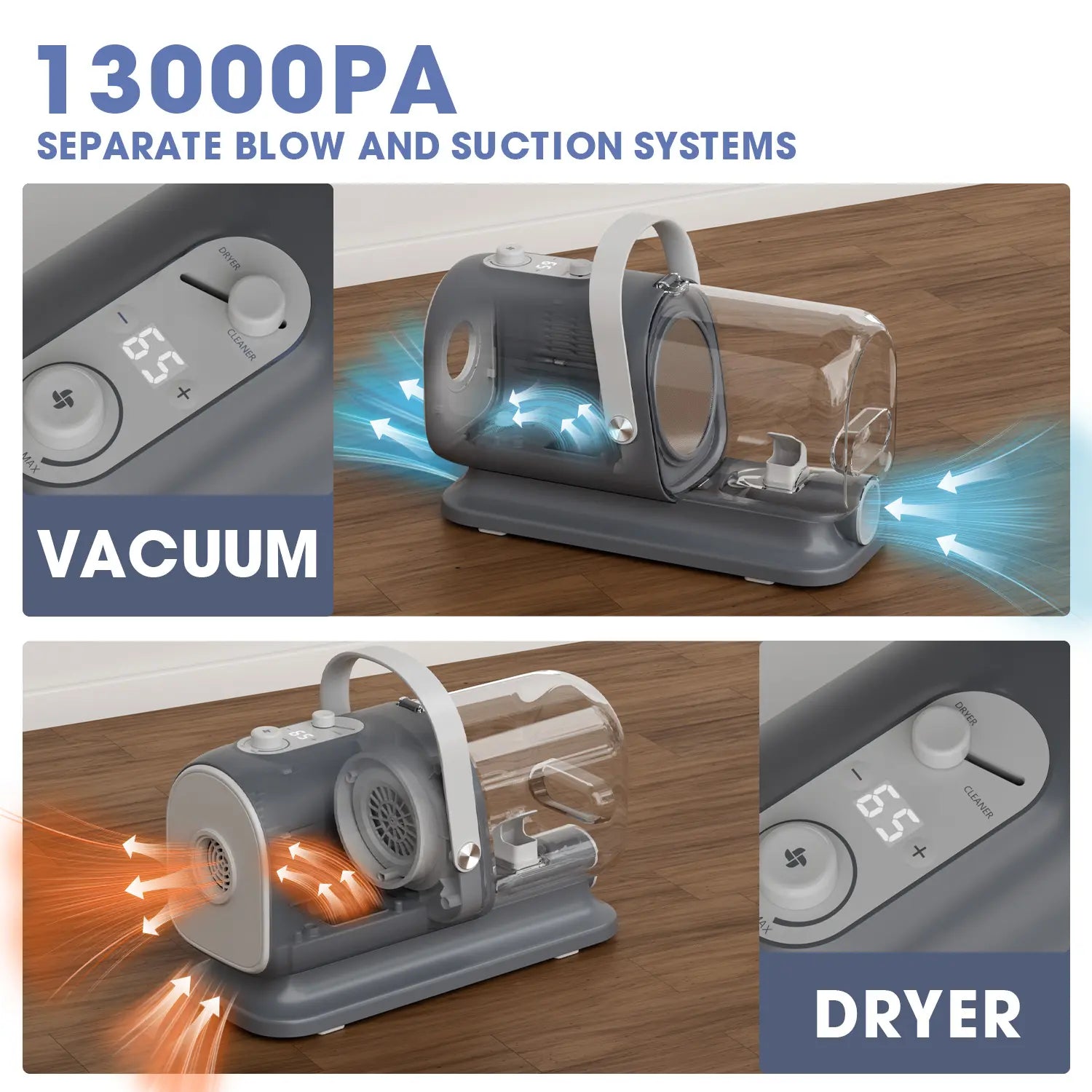 Geoorood All-In-One Dog Grooming Kit with Powerful Vacuum Brush - Lightweight, Portable, and Easy to Clean!