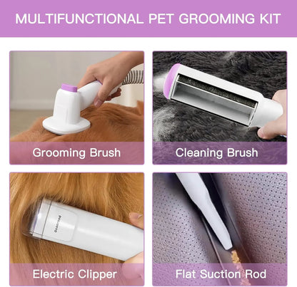 Geoorood All-In-One Dog Grooming Kit with Powerful Vacuum Brush - Lightweight, Portable, and Easy to Clean!
