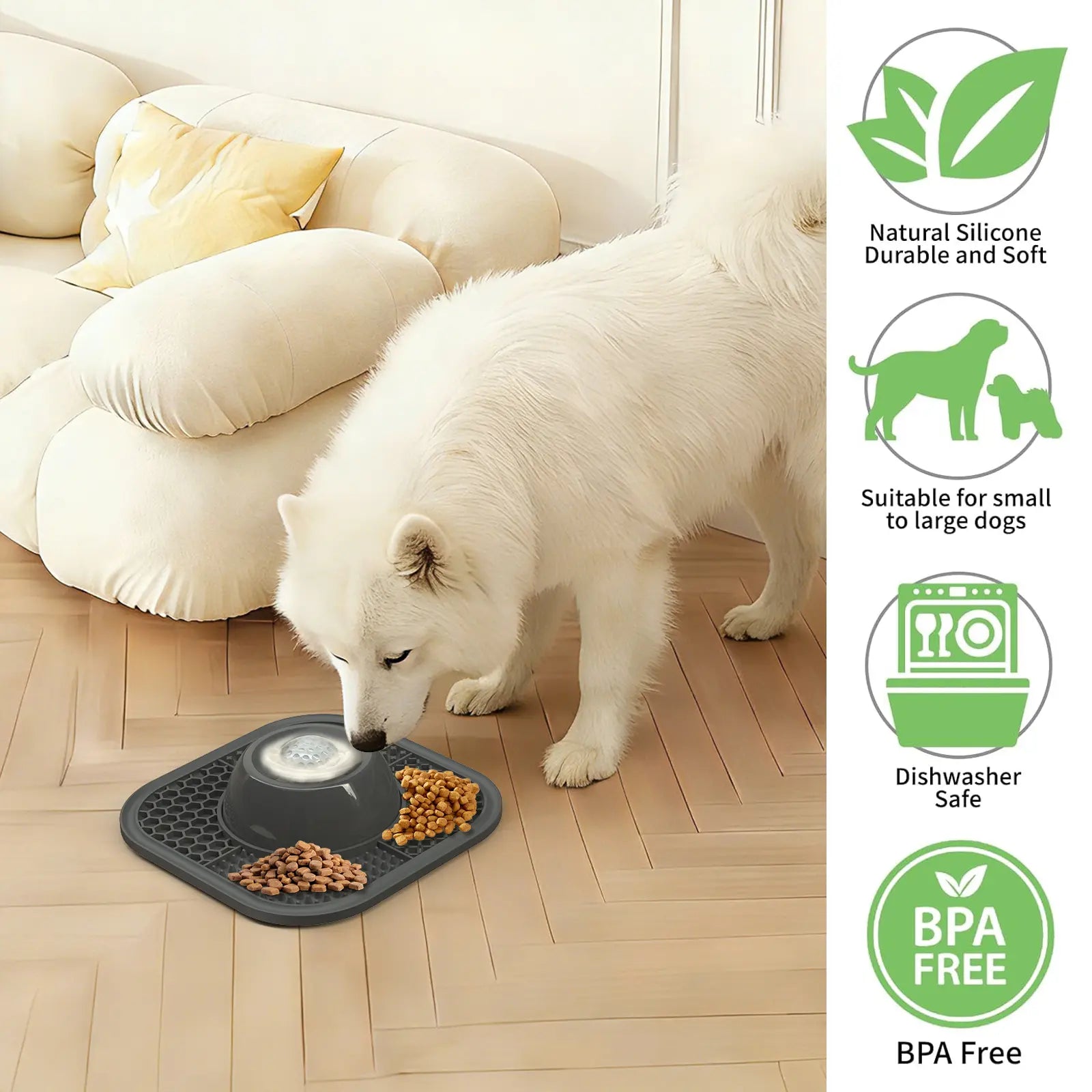 Pawlove Slow Feeder Dog Bowl with Entertained Ball-In - Anti-Slip Lick Bowl for Bone Broth & Yogurt, Perfect for All Breeds - Ideal for Dietary Supplements & Post-Op Nutrition