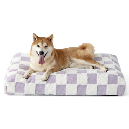 Lesure Thick Soft Washable Pet Mattress for Crate - Cozy Shredded Chopped Foam Pet Bed with Removable Cover,Cute Modern Fuzzy Plush, anti Slip Bottom Bedding Pad, Stylish Design for Indoor & Outdoor Use, Perfect for Winter Comfort