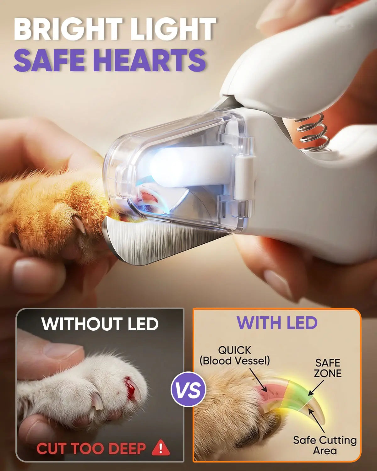 Catpick 2-In-1 Rechargeable Pet Grooming Kit - Nail Trimmer & File Set with LED Light for Safe, Quiet Claw Care for Dogs & Cats