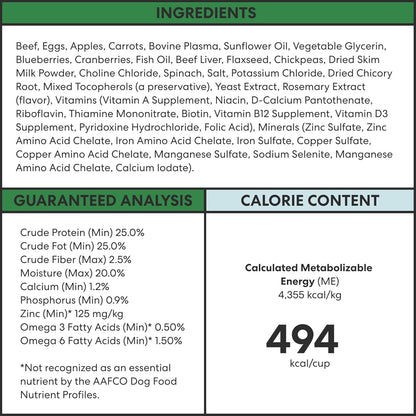 Air Dried Grain Free Dog Food for Dogs Large, Medium and Small | Puppy Dog Food, Adult Dog Food, Senior Dog Food | Beef & Berries 4.5 Lbs / 72 Oz Bag