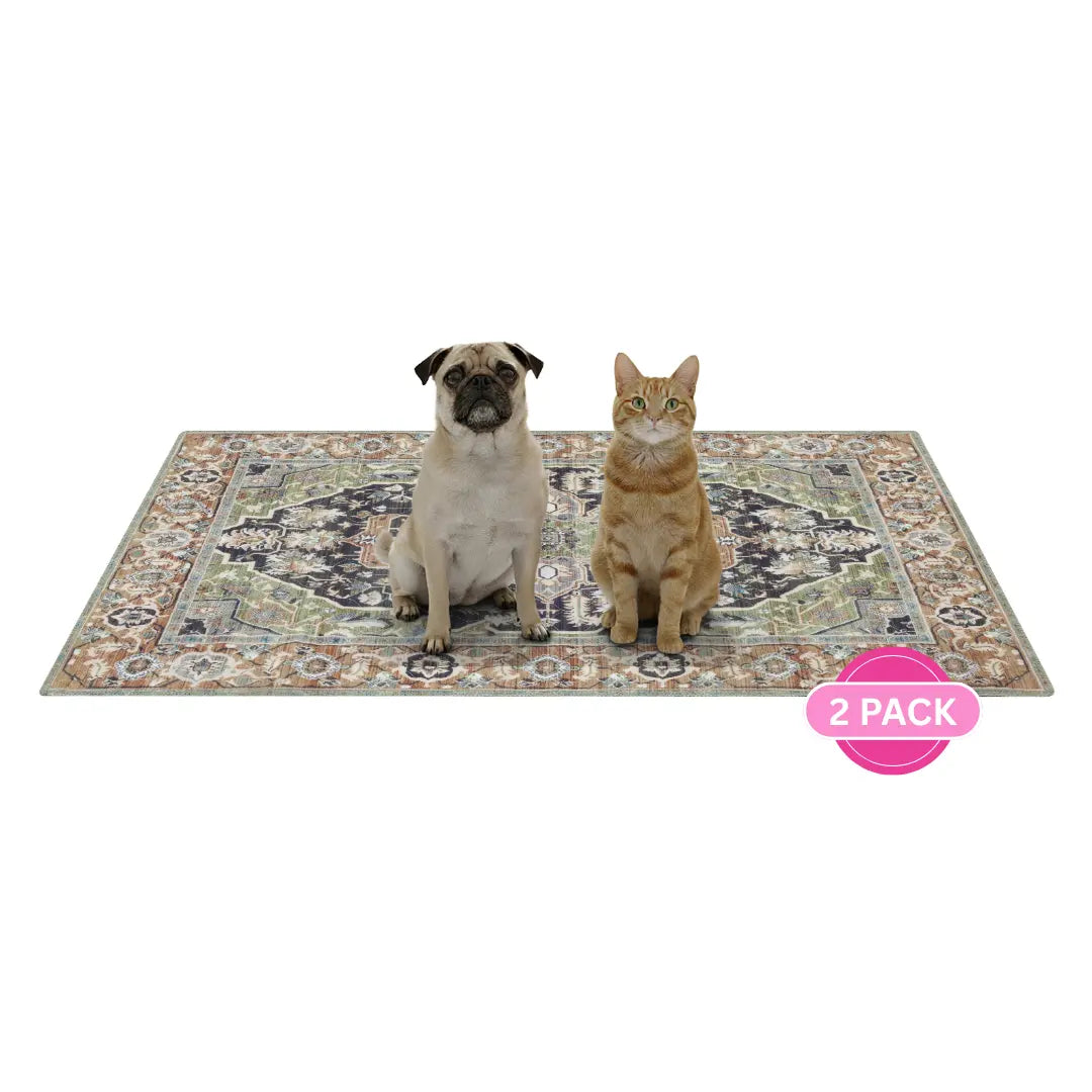 Lovewag Pets Eco-Friendly Washable Dog Pads - Leak-Proof, Multi-Design Options, Sizes 16"x24", 36"x48", 28"x41", and 54"x72" - Pack of 2