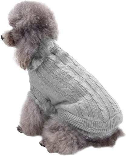 Knitted Small Dog Sweater, Turtleneck Pullover Warm Winter Puppy Clothes | Lightweight & Warm Knitted Winter Sweatshirt, Cold Weather Coat for Dog Girl & Boy, Cute Puppy Costume, Machine Washable