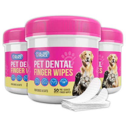 Dr. Paws Pet Care Finger Wipes – All-in-One Dental, Ear & Eye Cleaning for Dogs & Cats | Eliminate Plaque, Bad Breath, Tear Stains & Ear Wax | Hypoallergenic No-Rinse Grooming Solution