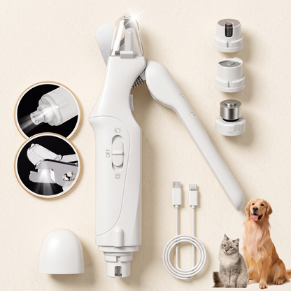 2-in-1 Rechargeable Pet Nail Trimmer & File with LED Light – Safe & Quiet for Dogs & Cats
