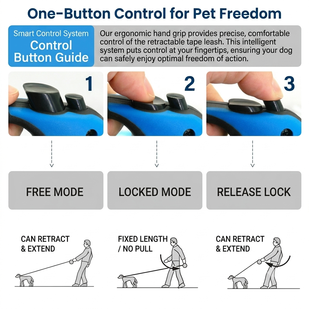 Automatic Retractable Dog Leash - Dual Size Options with Brake & Lock Safety System