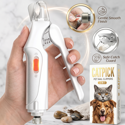 2-in-1 Rechargeable Pet Nail Trimmer & File with LED Light – Safe & Quiet for Dogs & Cats