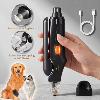 2-in-1 Rechargeable Pet Nail Trimmer & File with LED Light – Safe & Quiet for Dogs & Cats