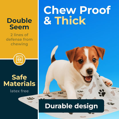 Premium Washable Dog Pee Pads - Waterproof & Anti-Slip Reusable Training Pads for Puppies (Pack of 6 - 30x34)