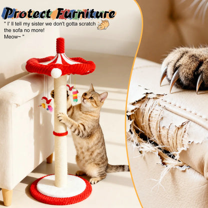 Interactive Carousel Sisal Cat Scratching Post & Circus Umbrella Toy - Perfect Cat Tree for Indoor Kittens and Adult Cats
