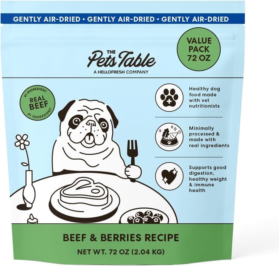 Air Dried Grain Free Dog Food for Dogs Large, Medium and Small | Puppy Dog Food, Adult Dog Food, Senior Dog Food | Beef & Berries 4.5 Lbs / 72 Oz Bag