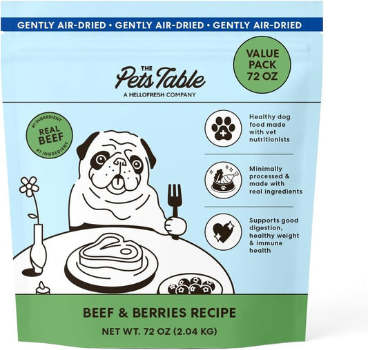 Air Dried Grain Free Dog Food for Dogs Large, Medium and Small | Puppy Dog Food, Adult Dog Food, Senior Dog Food | Beef & Berries 4.5 Lbs / 72 Oz Bag