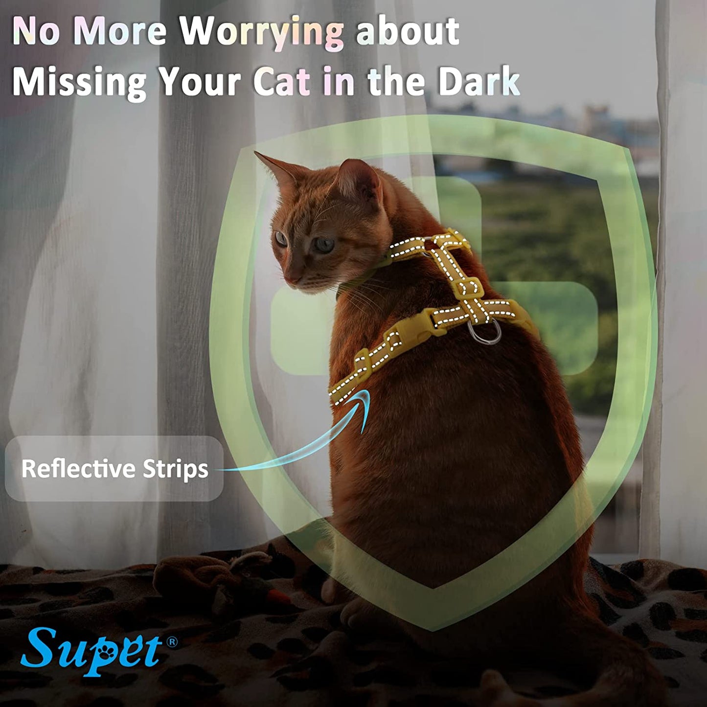 Cat Harness and Leash Escape Proof for Walking, Adjustable Cat Vest Harness and Leash Set for Large and Small Cats & Kittens