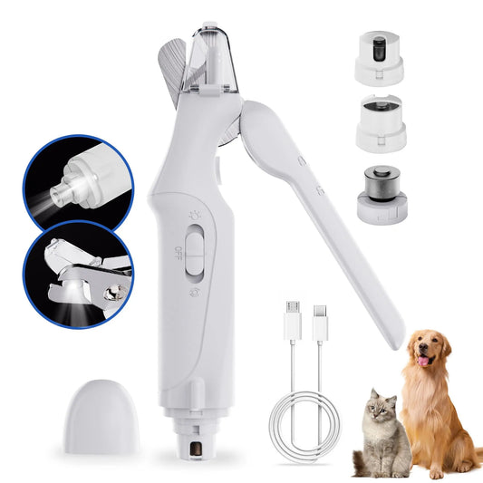 Catpick 2-In-1 Rechargeable Pet Grooming Kit - Nail Trimmer & File Set with LED Light for Safe, Quiet Claw Care for Dogs & Cats