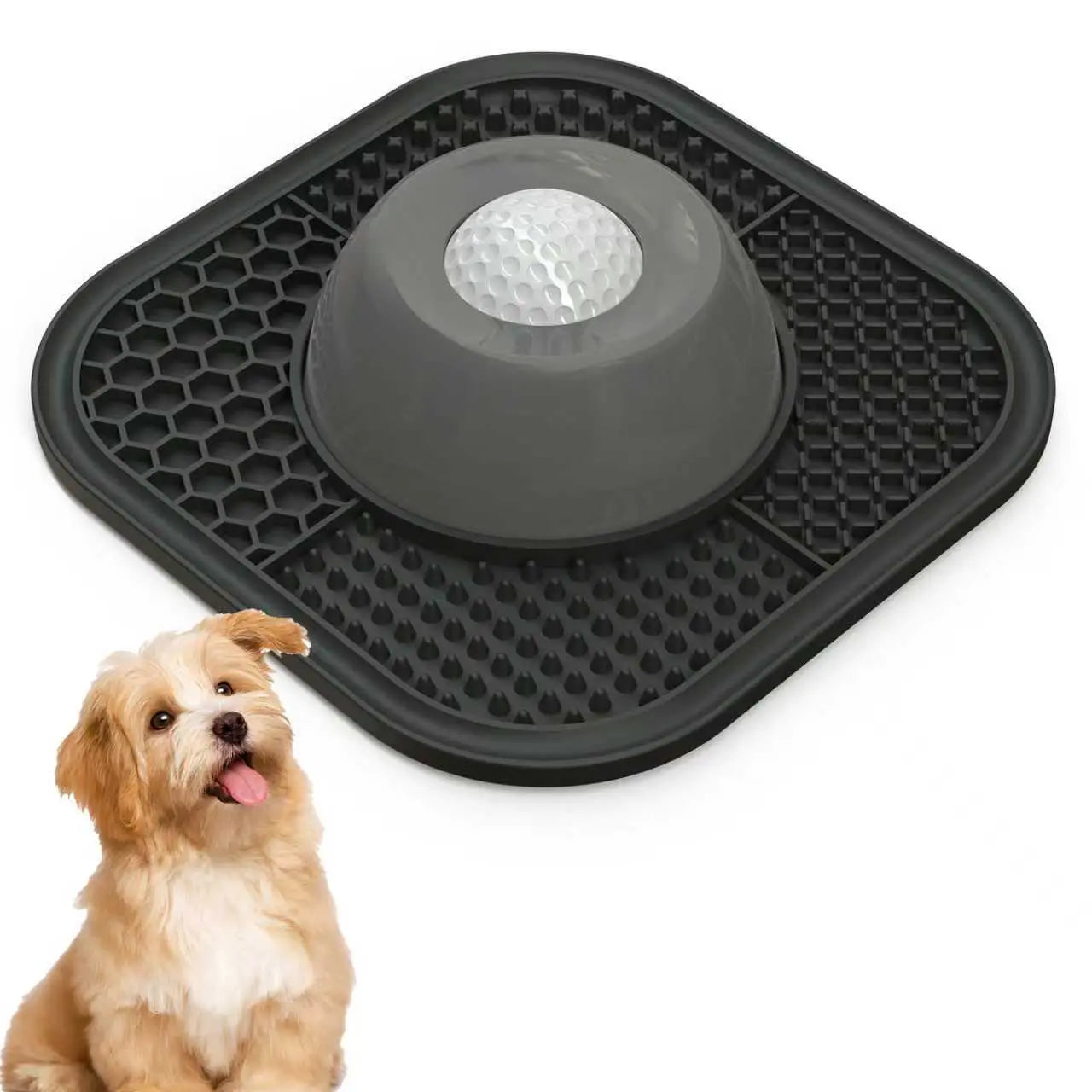 Pawlove Slow Feeder Dog Bowl with Entertained Ball-In - Anti-Slip Lick Bowl for Bone Broth & Yogurt, Perfect for All Breeds - Ideal for Dietary Supplements & Post-Op Nutrition