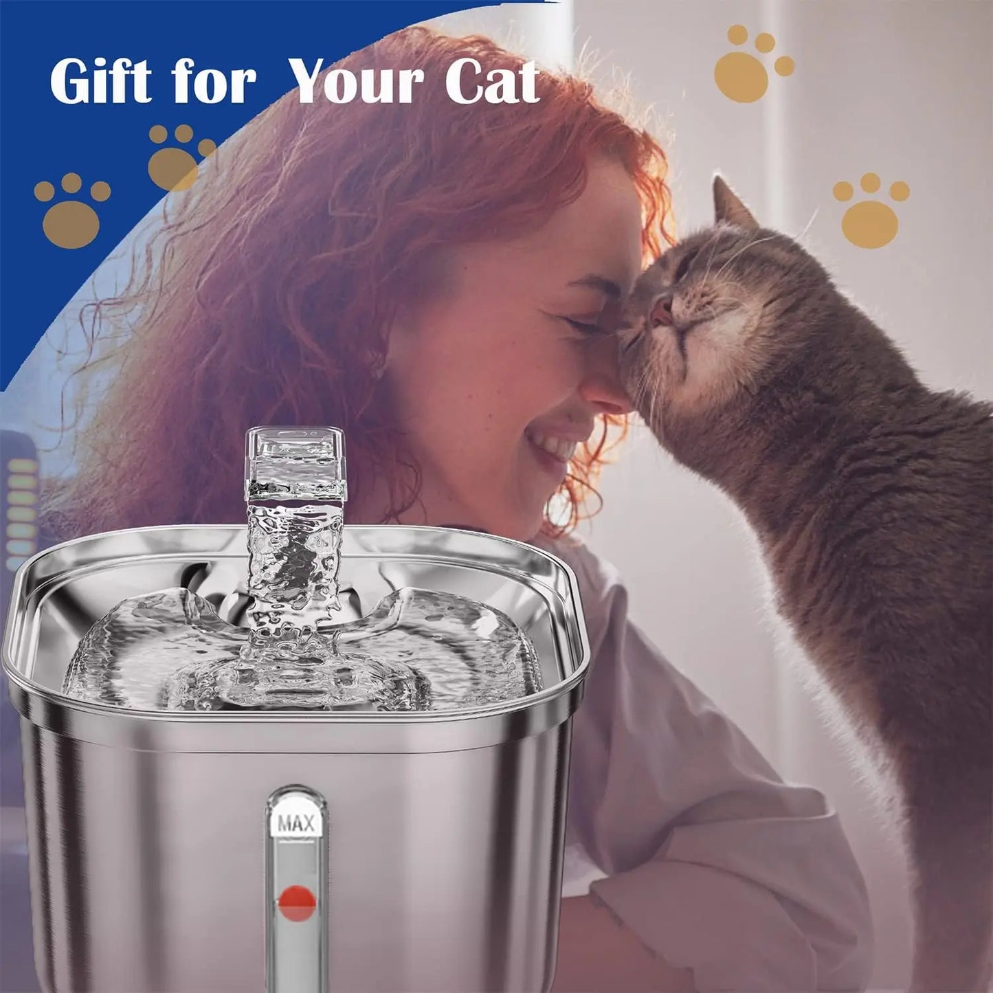Large 74Oz Stainless Steel Automatic Pet Water Fountain - Ideal Dog & Cat Water Dispenser