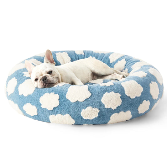 Lesure Soft Donut Bed - Cozy Fluffy Calming Bed for Small/Medium/Large Dogs & Cats, Soft Plush round Pet Bed for Comfort, Washable, Anti-Slip Bottom, Camas Para Perros, Pet Supplies Bedding