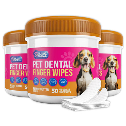 Dr. Paws Pet Care Finger Wipes – All-in-One Dental, Ear & Eye Cleaning for Dogs & Cats | Eliminate Plaque, Bad Breath, Tear Stains & Ear Wax | Hypoallergenic No-Rinse Grooming Solution