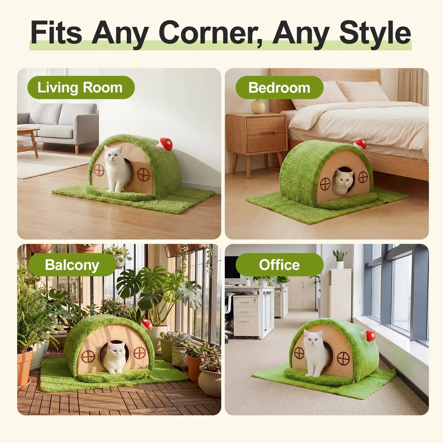 Cozy Crystal Velvet Cat Bed - Enclosed Whimsical Nest with Washable Cushion & Anti-Slip Bottom for Indoor Kittens