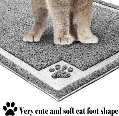 Large Cat Litter Mat Trapper 35"×23", Waterproof, Non-Slip, Gray | Large Litter Box Mat, Foldable Trapping Mat, Anti-Slip Design, for Cat Litter Boxes and Sensitive Paws, Easy to Clean