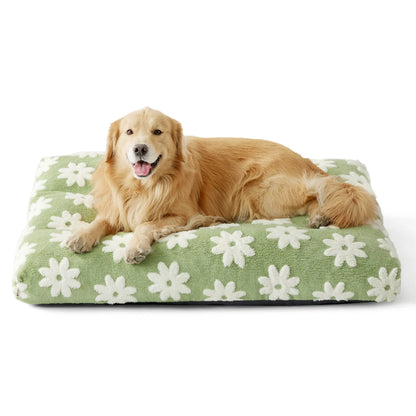 Lesure Thick Soft Washable Pet Mattress for Crate - Cozy Shredded Chopped Foam Pet Bed with Removable Cover,Cute Modern Fuzzy Plush, anti Slip Bottom Bedding Pad, Stylish Design for Indoor & Outdoor Use, Perfect for Winter Comfort