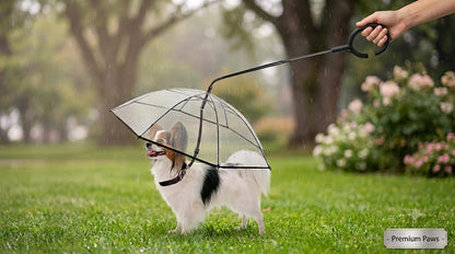 Dog Umbrella with Leash Attachment – Windproof & Waterproof for Small & Medium Dogs
