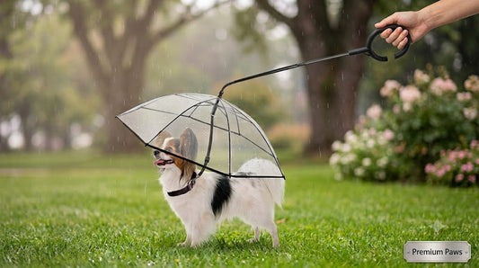 Dog Umbrella with Leash Attachment – Windproof & Waterproof for Small & Medium Dogs