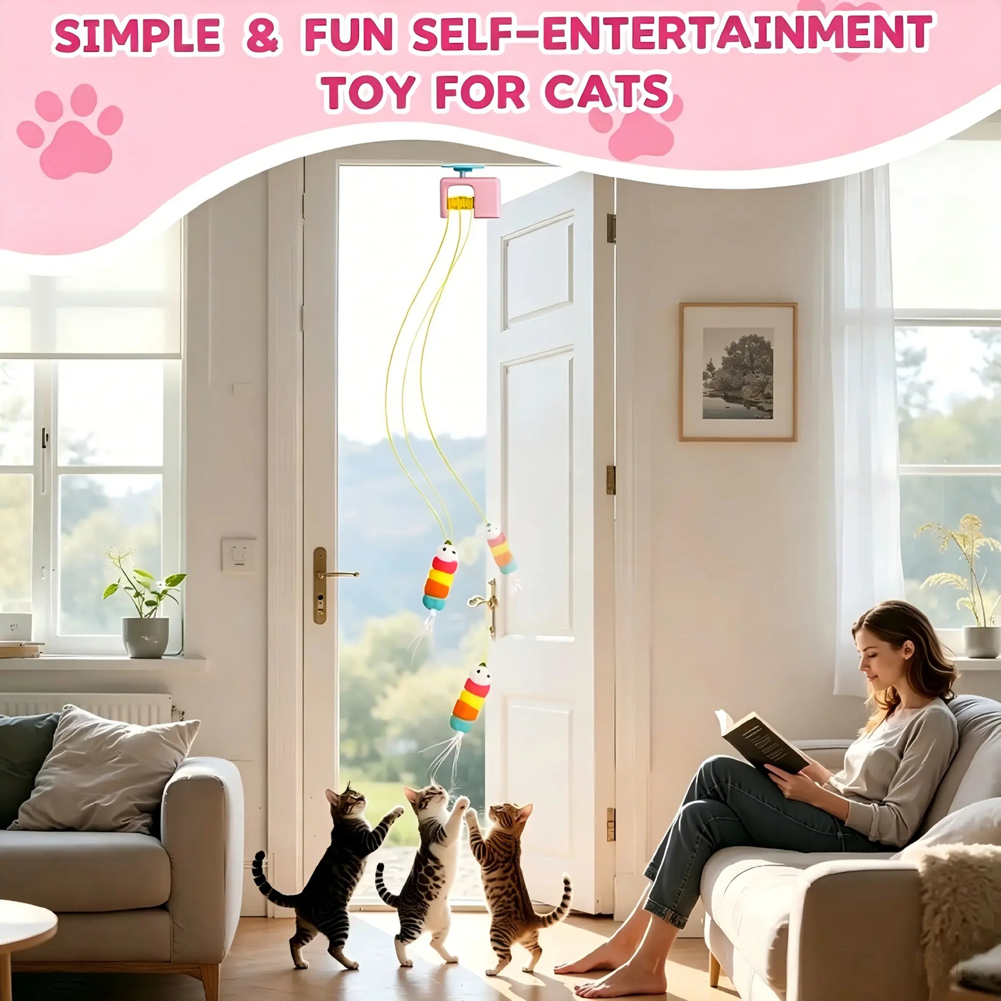Interactive Automatic Bungee Cat Toy - USB Rechargeable Hanging Door Teaser for Endless Fun and Exercise!