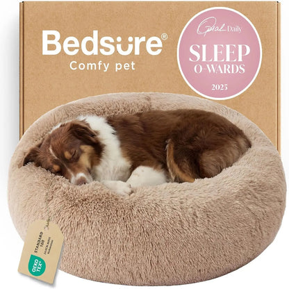 Lesure Soft Donut Bed - Cozy Fluffy Calming Bed for Small/Medium/Large Dogs & Cats, Soft Plush round Pet Bed for Comfort, Washable, Anti-Slip Bottom, Camas Para Perros, Pet Supplies Bedding