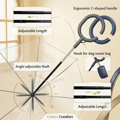 Dog Umbrella with Leash Attachment – Windproof & Waterproof for Small & Medium Dogs