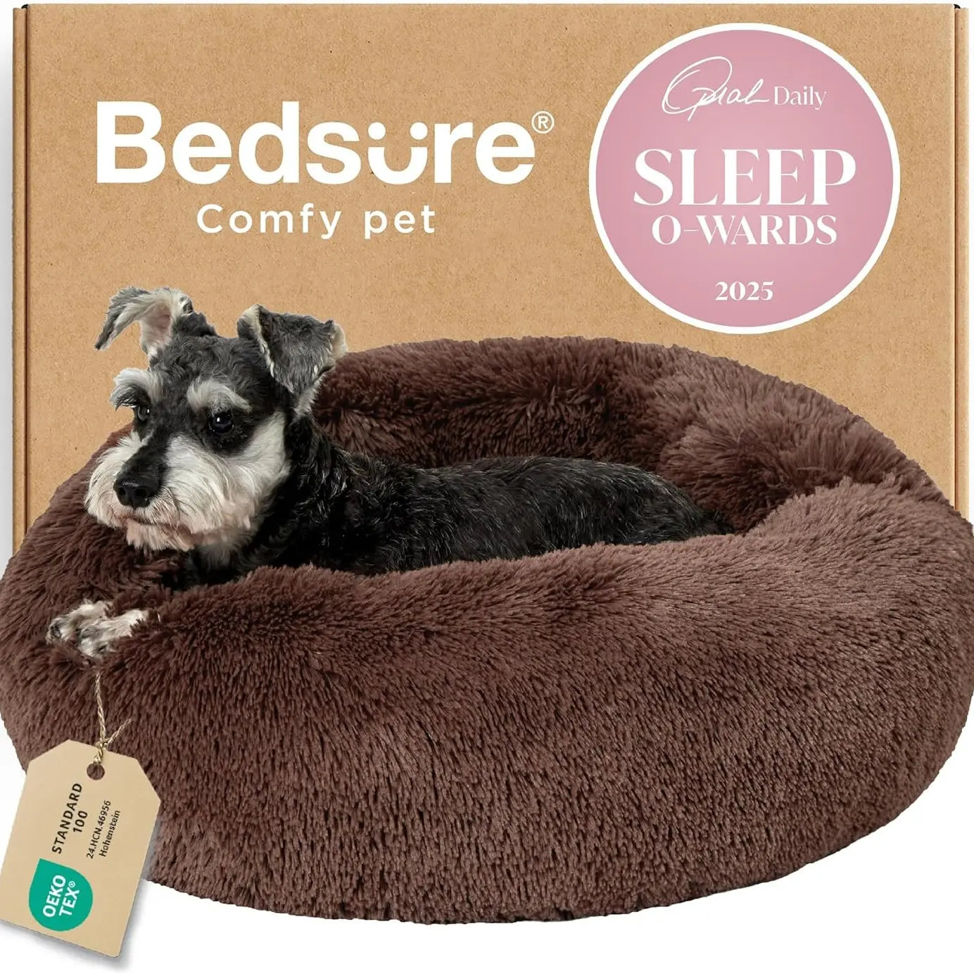 Lesure Soft Donut Bed - Cozy Fluffy Calming Bed for Small/Medium/Large Dogs & Cats, Soft Plush round Pet Bed for Comfort, Washable, Anti-Slip Bottom, Camas Para Perros, Pet Supplies Bedding