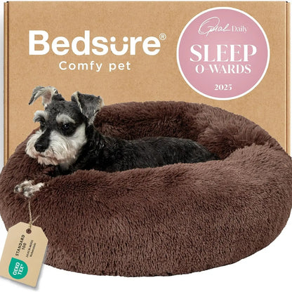 Lesure Soft Donut Bed - Cozy Fluffy Calming Bed for Small/Medium/Large Dogs & Cats, Soft Plush round Pet Bed for Comfort, Washable, Anti-Slip Bottom, Camas Para Perros, Pet Supplies Bedding