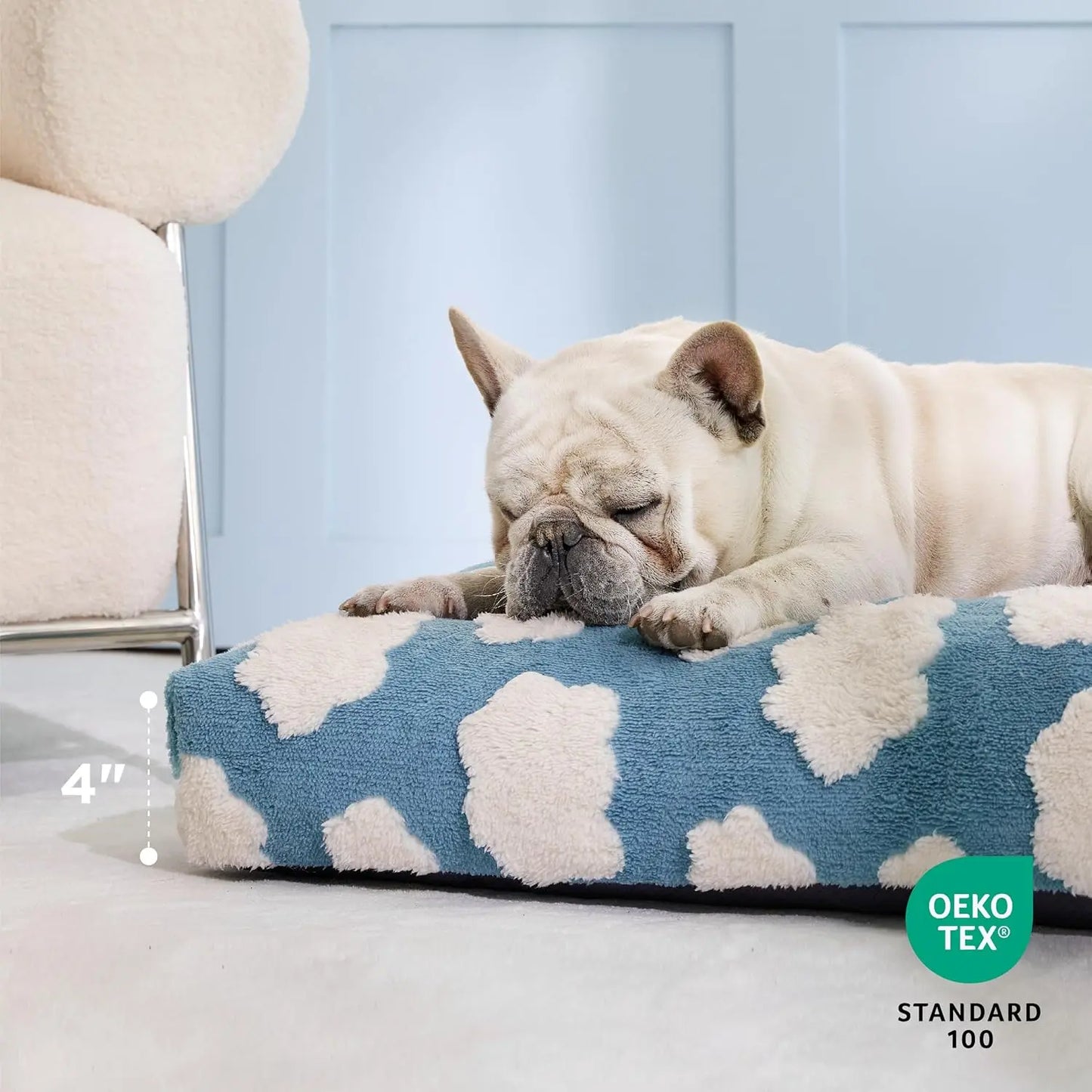 Lesure Thick Soft Washable Pet Mattress for Crate - Cozy Shredded Chopped Foam Pet Bed with Removable Cover,Cute Modern Fuzzy Plush, anti Slip Bottom Bedding Pad, Stylish Design for Indoor & Outdoor Use, Perfect for Winter Comfort